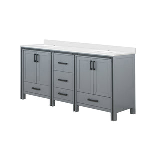 English Elm Dark Grey Double Bath Vanity 72" W X 22" D – Elegant White Quartz Top, Ample Storage & Soft-Close Features B2731P260635