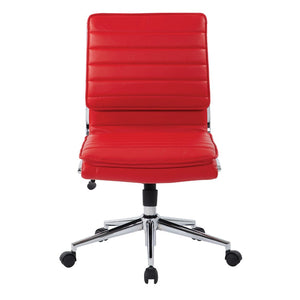 OSP Home Furnishings Armless Mid-back Faux Leather Office Chair with Lumbar Support and Chrome Base Red SPX23592C-U9