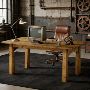 English Elm Executive Home Office Desk with Warm Wood Grain Finish and Spacious 63 Inch Worksurface T3971P460580