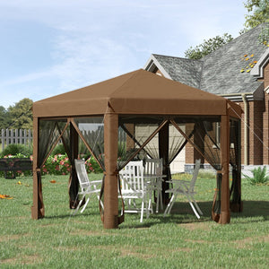 English Elm Outsunny 13' X 11' Hexagonal Pop-Up Gazebo With Adjustable Height, Mesh Sidewalls & Steel Frame W2225P200701-GIGA