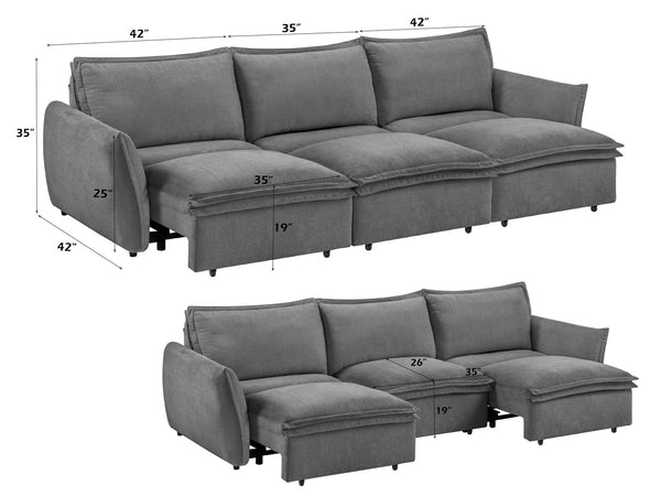 English Elm Eaden Gray Chenille Power Sofa with Sleeper, Full Foam Comfort, Solid Wood Frame, 105" Seat Width B2726S00523