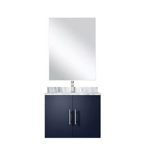 English Elm Navy Single Bath Vanity 24"W x 22"D with Carrara Marble Top, Chrome Faucet & 18" Frameless Mirror B2731S01298