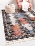 Unique Loom Aramis Landon Machine Made Tribal Rug Multi, Black/Ivory/Light Blue/Terracotta/Orange 7' 10" x 10' 0"