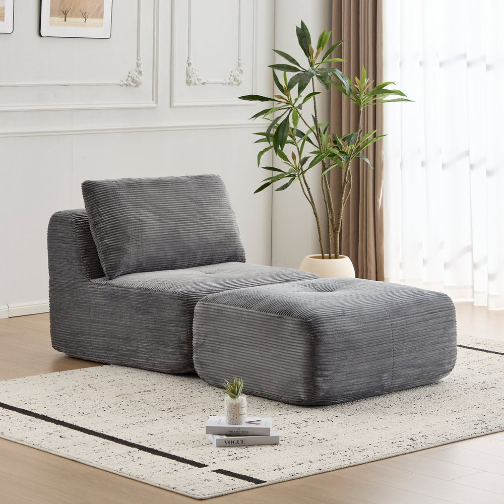 English Elm Modern Modular Memory Foam Sofa - Pet-Friendly, Stylish Chaise Longue With Movable Ottoman In Grey W3723P346962