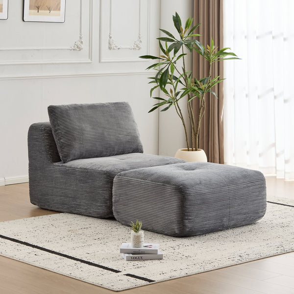 English Elm Modern Modular Memory Foam Sofa - Pet-Friendly, Stylish Chaise Longue With Movable Ottoman In Grey W3723P346962