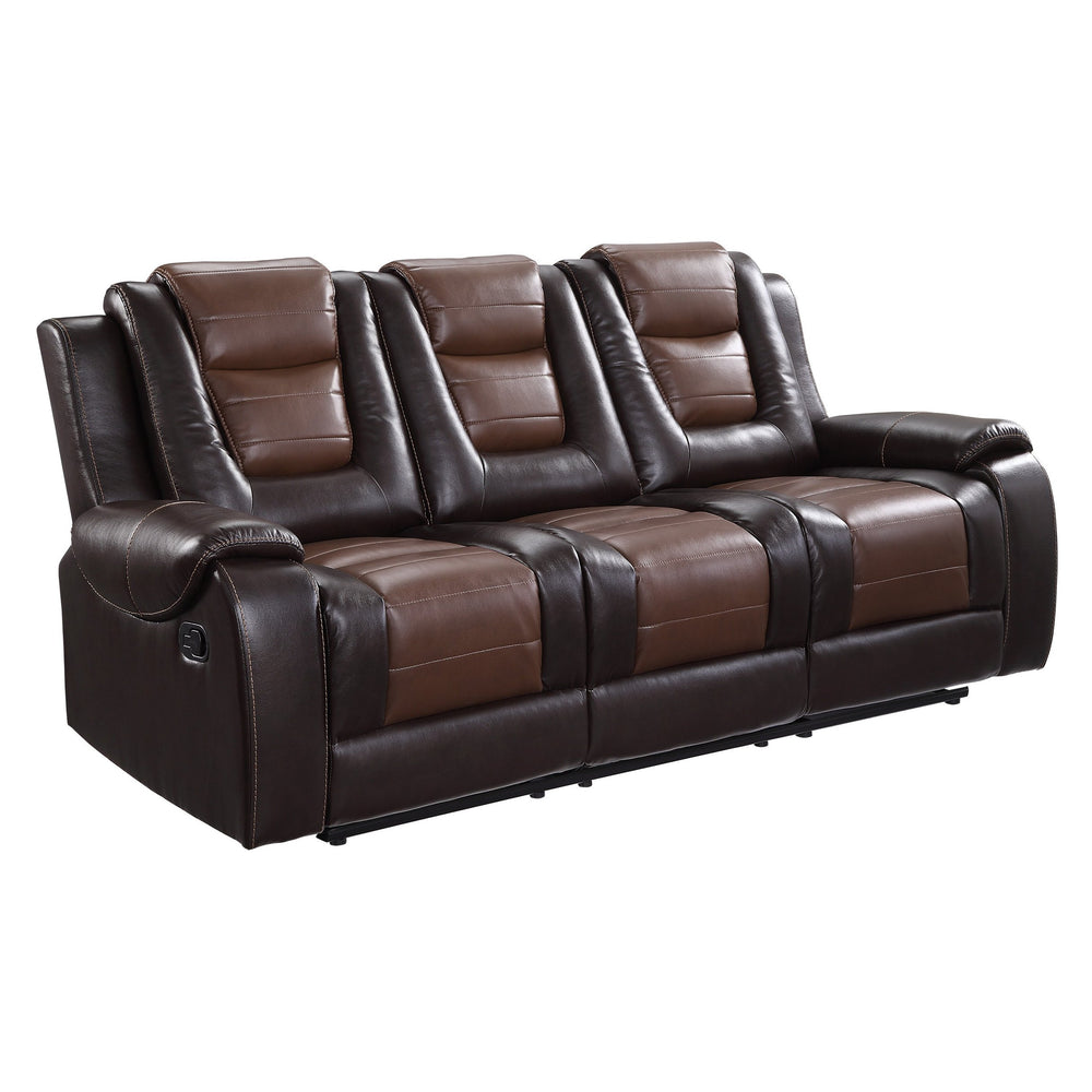 English Elm Modern Faux Leather Reclining Sofa with Console Cup Holders for Living Room B011P228564