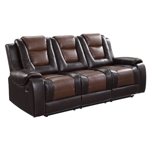 English Elm Modern Faux Leather Reclining Sofa with Console Cup Holders for Living Room B011P228564
