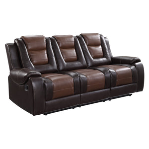 English Elm Modern Faux Leather Reclining Sofa Set Two Tone Living Room Glider Loveseat B011S01271