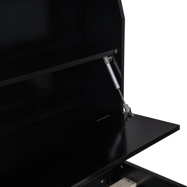 English Elm Full Size Wooden Led Platform Bed With Trundle, Storage Headboard & Usb Charging In Espresso Finish N820S10009D