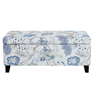 English Elm Luxury Floral Upholstered Storage Ottoman Soft Close Hinged Footrest for Any Room N767P397103B