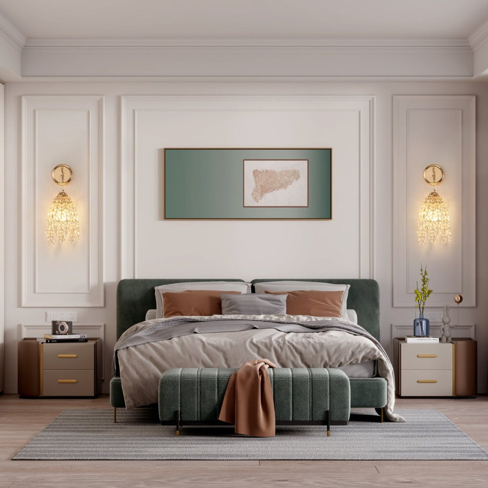 English Elm Set Of 2 Elegant Gold Frame Wall Sconces With Crystal Bead Strings - Vintage Lighting For Home Decor W2312P368716-GIGA