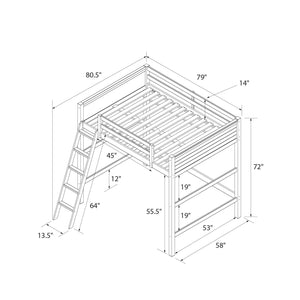 English Elm Denver Full Size Loft Bed with Ladder & Guardrails, Gray Wood Space-Saving Design for Kids Rooms B2733P384490