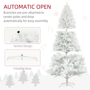 English Elm Homcom 6Ft Tall White Artificial Christmas Tree, Auto-Open, 1000 Branch Tips, Safe Steel Base Décor W2225P229373