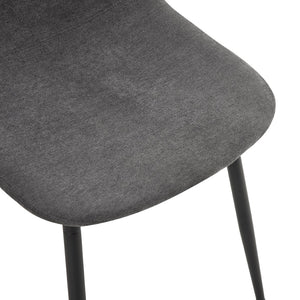 English Elm Table And Chair Set: Modern 79"X31.5" Glass Top With X-Shaped Metal Legs & 6 Dark Gray Linen Chairs W1151S03601-GIGA