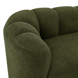 English Elm 80" Curved Sofa Scalloped Bubble Back Polyester Upholstered Modern Living Room Seating Olive Green N771P397555L