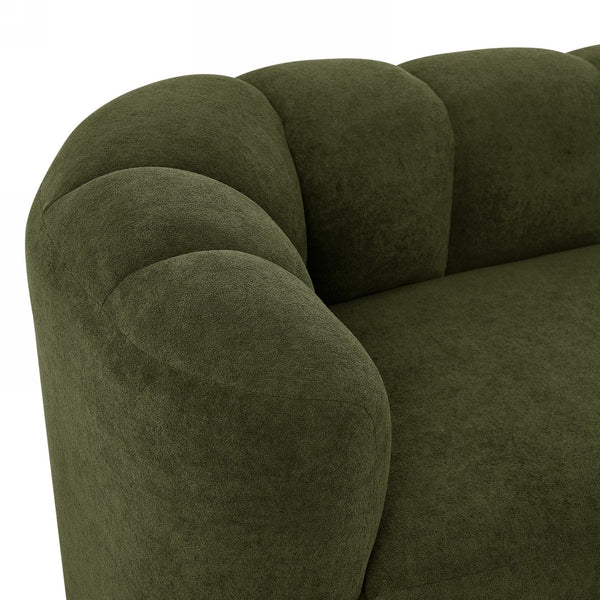 English Elm 80" Curved Sofa Scalloped Bubble Back Polyester Upholstered Modern Living Room Seating Olive Green N771P397555L