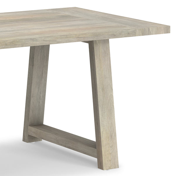 English Elm Whitley Solid Mango Wood Farmhouse Dining Table Trestle Base Seats Six White B136P420748