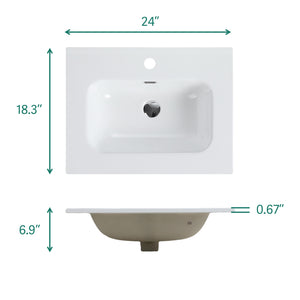 English Elm Bb0924Y311, Modern Integrated White Ceramic Basin With Single-Hole Faucet Compatibility & Easy Care W1865P163521