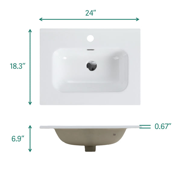 English Elm Bb0924Y311, Modern Integrated White Ceramic Basin With Single-Hole Faucet Compatibility & Easy Care W1865P163521