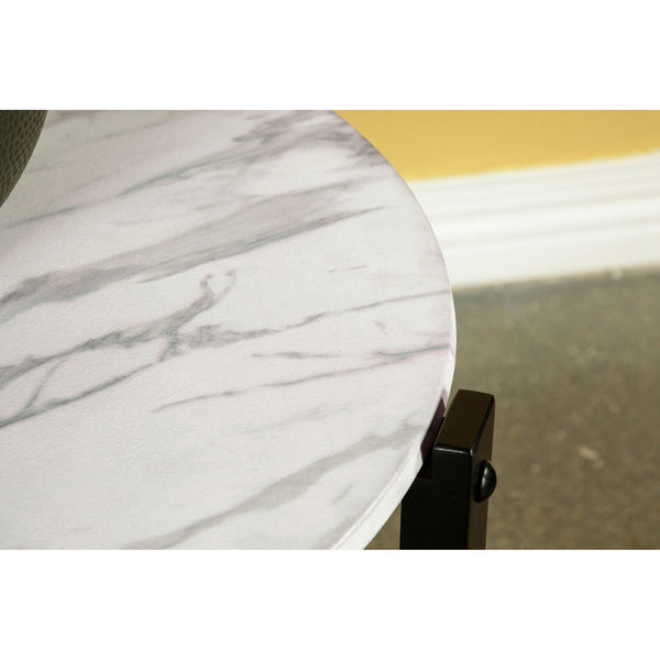 English Elm Tandi Round White Faux Marble Coffee Table with Sleek Metal Legs, Modern Elegant Low-Profile Design B062P344950