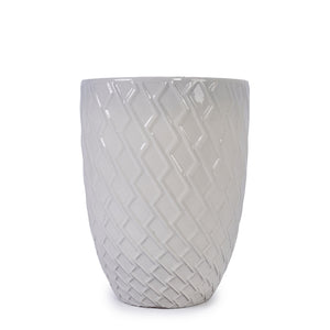 English Elm Ceramic Handcrafted White Planter - Elegant Modern Flowerpot For Indoor & Outdoor Spaces, 21.46Cm W3273P326366