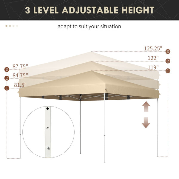 English Elm Outsunny 13' X 13' Instant Pop-Up Canopy Tent With Wheeled Carry Bag – Adjustable Height & Uv Protection W2225P200630-GIGA