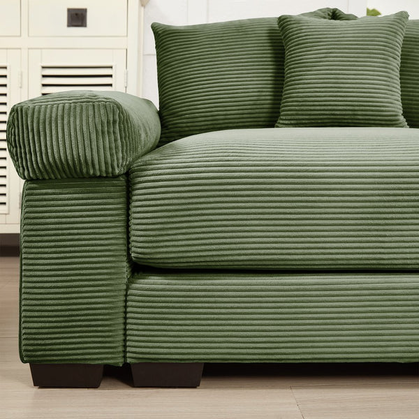 English Elm 170" Oversized Cloud Modular Sectional Couch - Plush Corduroy, Ergonomic Design, 12 Pillows, Customizable Comfort W714S01335