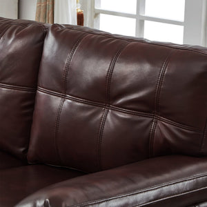 English Elm 59" Club Style Tufted Pu Leather Loveseat with Hidden Storage and Wide Padded Armrests Burgundy W1097S00244