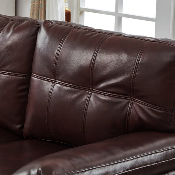English Elm 59" Club Style Tufted Pu Leather Loveseat with Hidden Storage and Wide Padded Armrests Burgundy W1097S00244