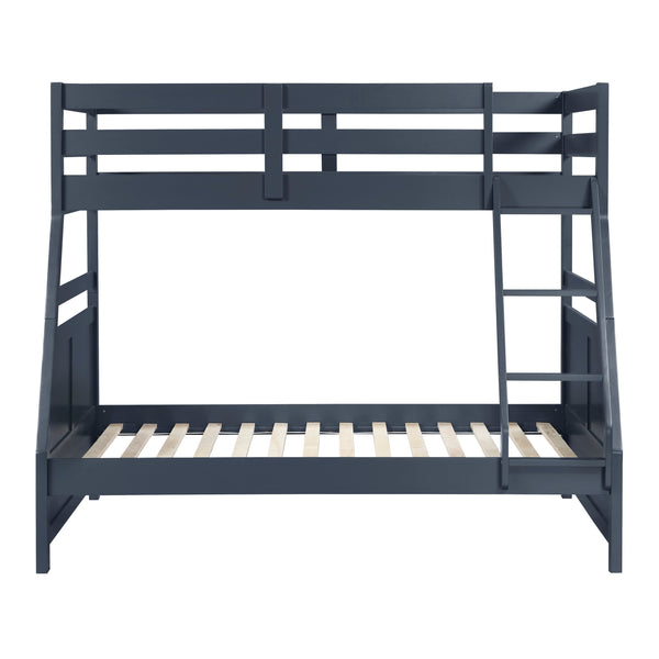 English Elm Bunk Bed Twin Over Solid Wood Frame with Guard Rails for Kids Shared Rooms Navy Blue B011S02316