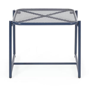 English Elm Elba Outdoor Iron Side Table Geometric Mesh Top Patio Accent for Lounge Seating 65204.00NBLU