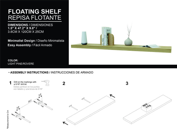 English Elm Greer Floating Shelf Set Of 2 In Light Pine - Modern, Space-Saving Design For Stylish Décor Display B128P245002