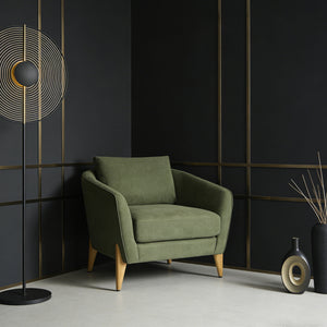 English Elm Accent Armchair Upholstered Low Profile Reading Chair with Lumbar Pillow Modern Living Room Seat Green W2308P462509
