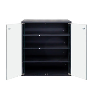 English Elm Shoe Display Case with RGB LED Remote, Tempered Glass Stackable Organizer for Sneakers Showcase Black W331P242617