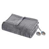 Beautyrest Heated Plush Casual Blanket BR54-0516 Grey