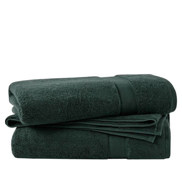JLA Home Madison Park Signature - Quick 100% Cotton 6pc Towel Set — Plush Zero-Twist Terry, 400 GSM Quick-Dry, Absorbent & Durable Dark Green MPS73-530