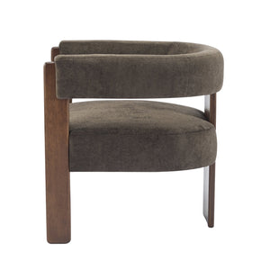 English Elm Christopher Knight Home® - Modern Velvet Upholstered Accent Arm chair with Barrel Back Design, Luxurious Velvet Comfort & Curved Legs Dark Brown,Walnut 29.5 L x 25.5 W x 14.5 H N776P205886D
