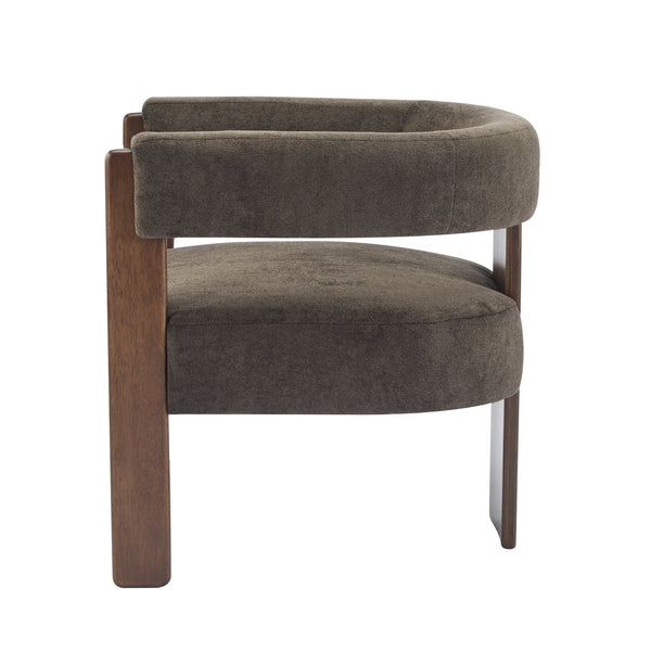 English Elm Christopher Knight Home® - Modern Velvet Upholstered Accent Arm chair with Barrel Back Design, Luxurious Velvet Comfort & Curved Legs Dark Brown,Walnut 29.5 L x 25.5 W x 14.5 H N776P205886D
