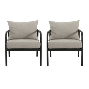 English Elm Christopher Knight Home® - Leora Weather-Resistant Round Tube Sofa Chair 2-Pack, Beige Cushions, Aluminum Frame, 400lb Capacity N775P180132B