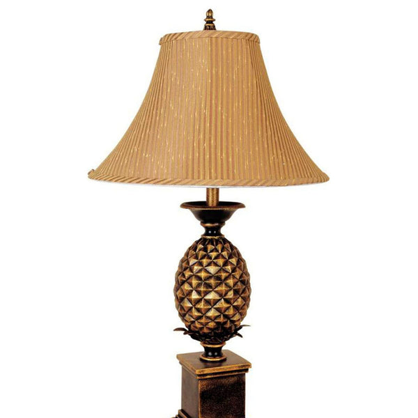 English Elm 32" 32" Tall Pineapple Table Lamp Antique Gold Finish with Taupe Bell Shade, 3-Way Bulb Ready, UL-Listed B072116048