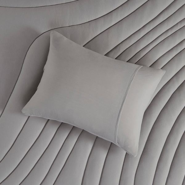 English Elm 3 Pcs King/Cal King Soft Gray Poly Jersey Comforter Set With Antimicrobial Treatment & Shams B035P319902