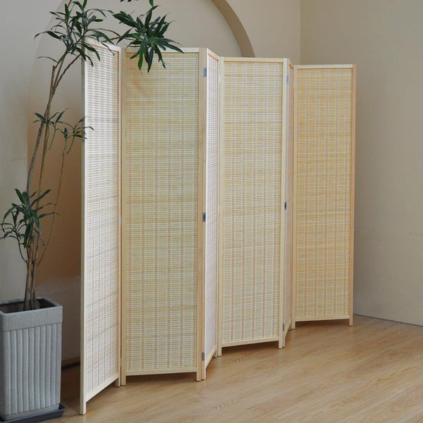 English Elm 6 Panel Bamboo Room Divider Folding Screen, Natural Eco-Friendly Privacy Partition for Home Decor W3198P300363
