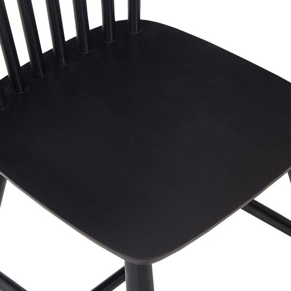 English Elm 4 solid wood dining chairs set with ergonomic curved backs, 17" seat height, anti-skid feet, easy-clean finish Black W2720P193105