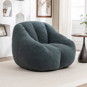 English Elm Bean Bag Chair Oversized Faux Fur Memory Foam Lounge Seat for Dorm or Living Room Green W2200P302140