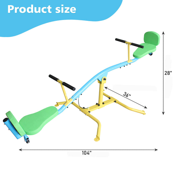 English Elm Children's 360 Rotating Seesaw Steel Frame Dual Seat Backrest Ride on Indoor Outdoor Play W1408P331589