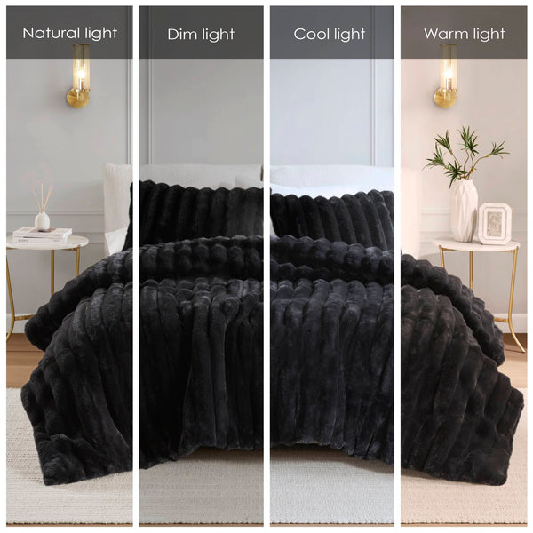 English Elm Ultrasoft Ribbed Faux Fur Comforter Set Full/Queen – Plush Velvet Reverse, Hypoallergenic Fill, Cozy Luxury Black 19.7 L x 13.79 W x 13.79 H B035P294134