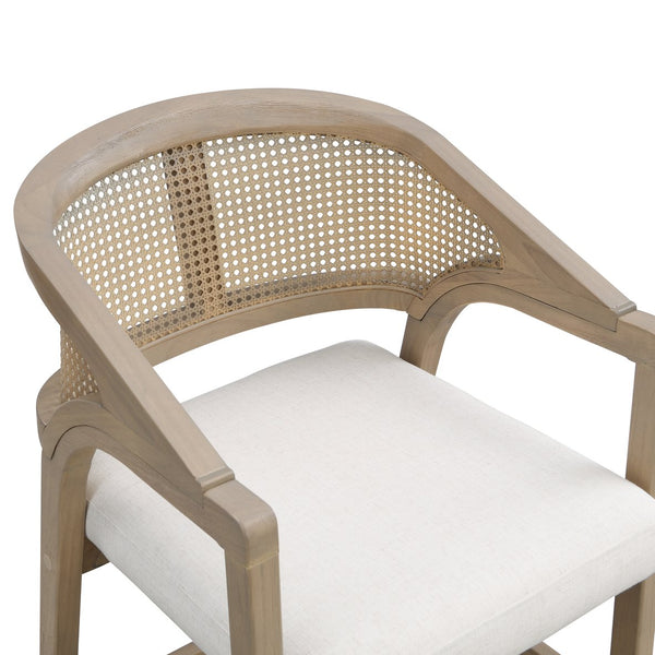 English Elm Wooden Rubberwood Counter Stools with Woven Rattan Back Mid Century Set of Two Light Ash N771P257313A