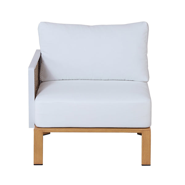 English Elm Vine 4-Piece Conversation Set Cream — Waterproof Aluminum & UV-Resistant Cushions, Marble Table Elegance B365S00106