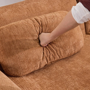 English Elm Modular Chenille Deep Seat Sectional Sofa with Bamboo Frame for Living Room Lounge Orange W1829S00070