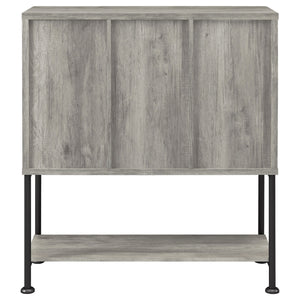 English Elm Hovander Farmhouse Bar Cabinet with Sliding Barn Doors Wine Storage and Gunmetal Legs B062P441038
